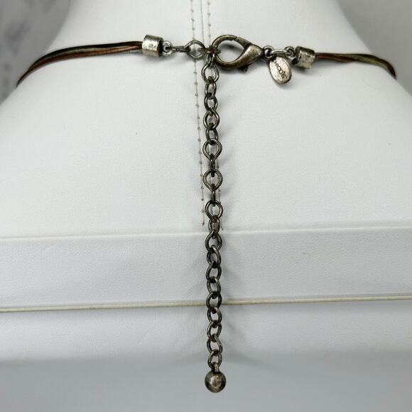 Vintage Chico's Boho Abstract Pendant Mixed Metal Statement Necklace ✨ - Picture 3 of 8